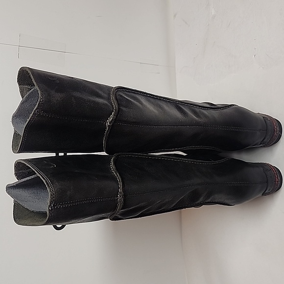 Sorel Cate The Great Sz8.5 Black Gray Olive Lace-up Tall 3.5 Hidden Wedge Boots - Picture 9 of 12